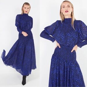 Bcbgmaxazria Mirabella Mock Neck Swing Dress Polka Dot Dotted Print size small